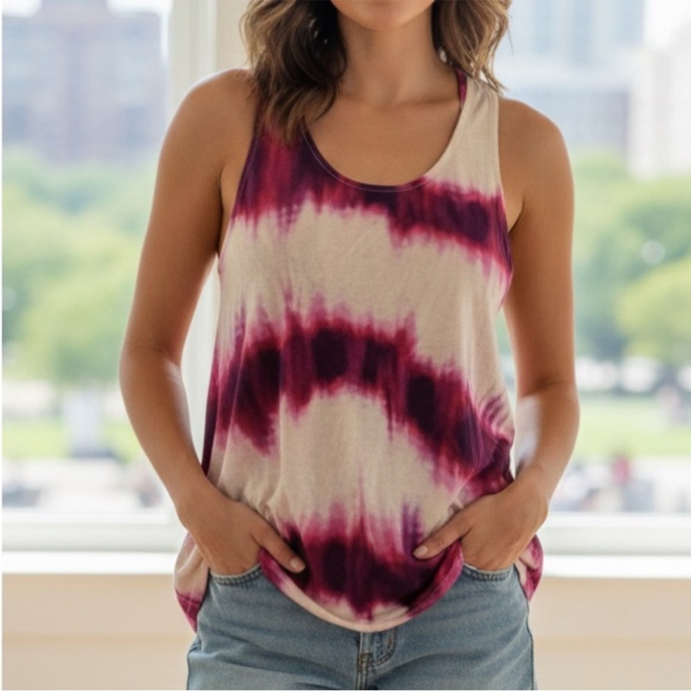Juicy Couture Pink & Cream Tie Dye Tank Top Size M NWT